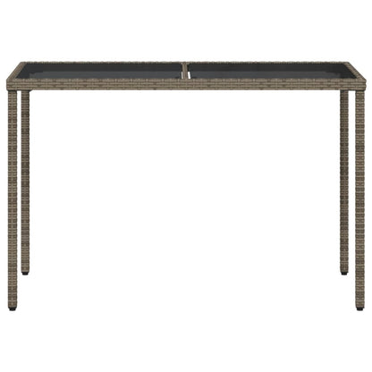 Garden Table with Glass Top Grey 115x54x74 cm Poly Rattan