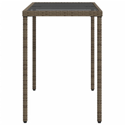 Garden Table with Glass Top Grey 115x54x74 cm Poly Rattan