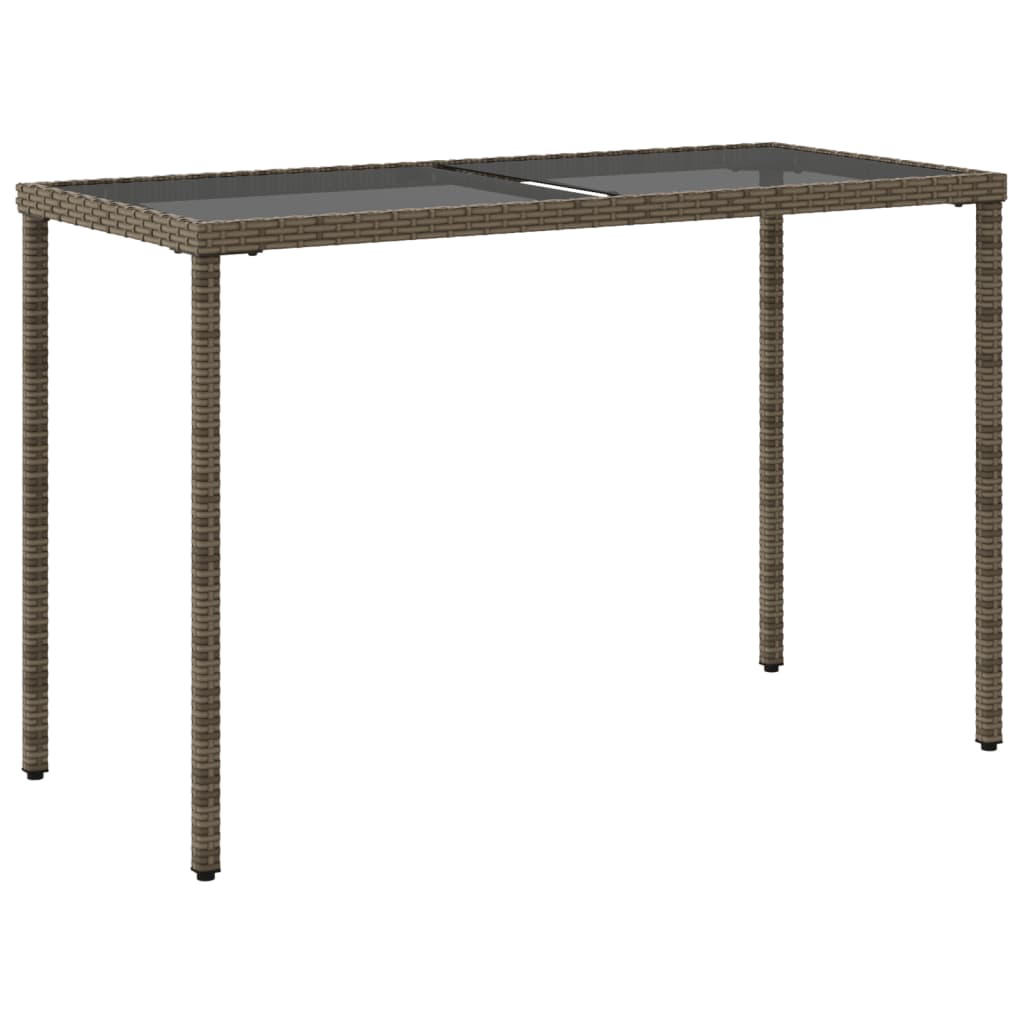 Garden Table with Glass Top Grey 115x54x74 cm Poly Rattan