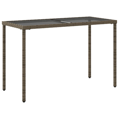 Garden Table with Glass Top Grey 115x54x74 cm Poly Rattan