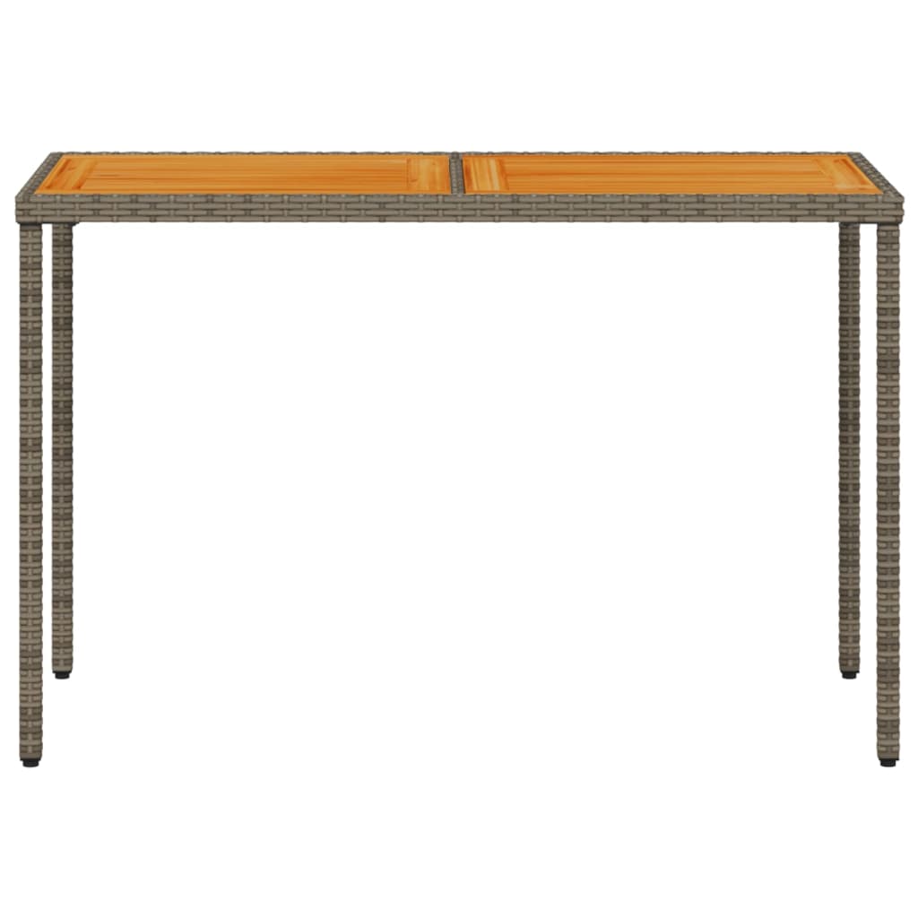 Garden Table with Acacia Wood Top Grey 115x54x74 cm Poly Rattan