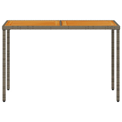 Garden Table with Acacia Wood Top Grey 115x54x74 cm Poly Rattan