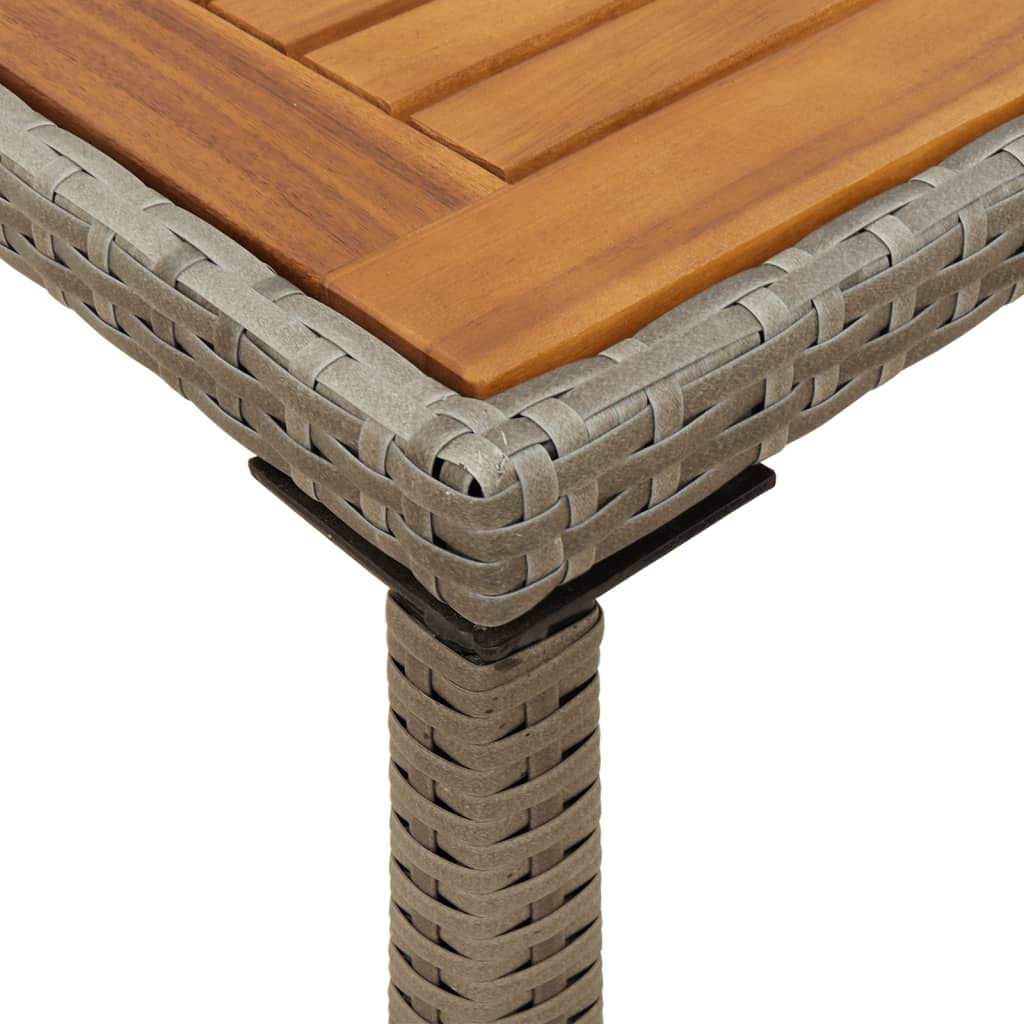 Garden Table with Acacia Wood Top Grey 115x54x74 cm Poly Rattan