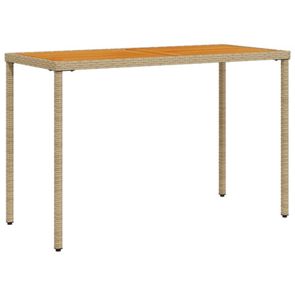 Garden Table with Acacia Wood Top Beige 115x54x74 cm Poly Rattan