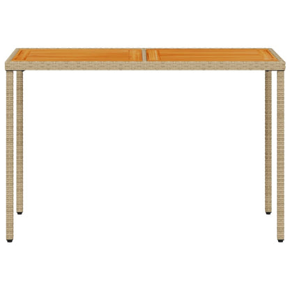 Garden Table with Acacia Wood Top Beige 115x54x74 cm Poly Rattan