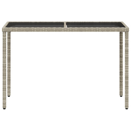 Garden Table with Glass Top Light Grey 115x54x74 cm Poly Rattan