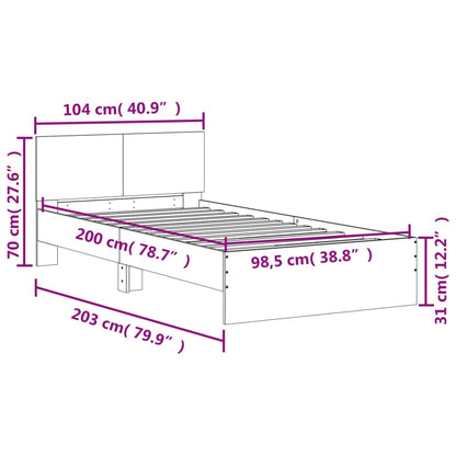 Bed Frame without Mattress with Headboard Brown Oak 100x200 cm