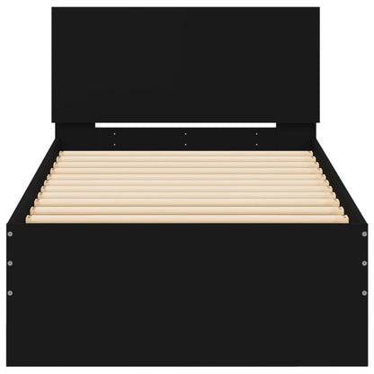 Bed Frame without Mattress with Headboard Black 75x190 cm Small Single