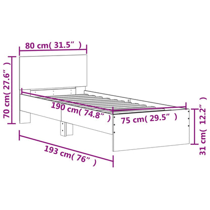 Bed Frame without Mattress with Headboard Black 75x190 cm Small Single