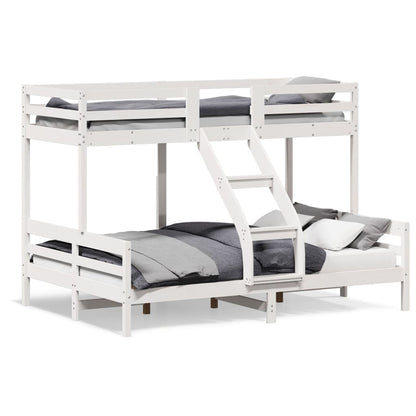 Bunk Bed 80x200/140x200 cm White Solid Wood Pine
