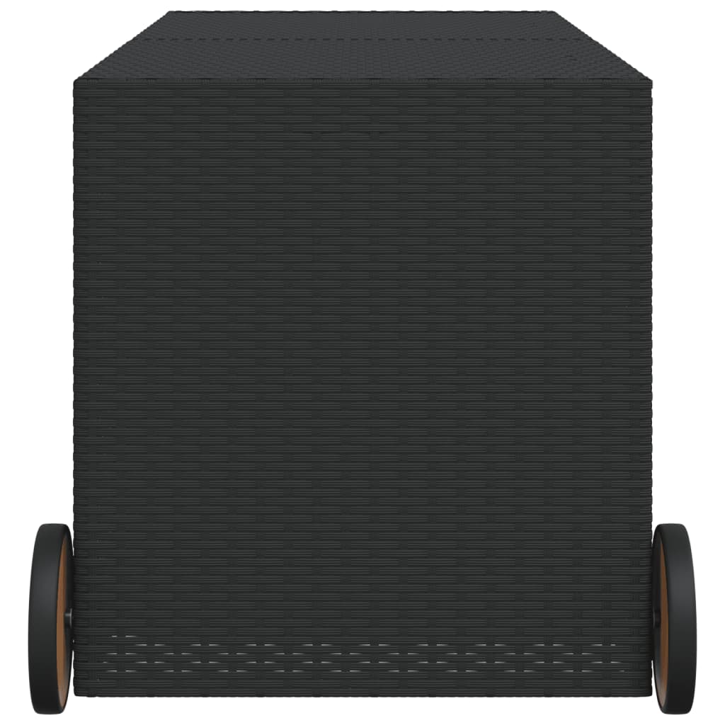 Garden Storage Box with Wheels Black 283L Poly Rattan