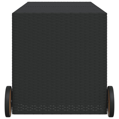 Garden Storage Box with Wheels Black 283L Poly Rattan