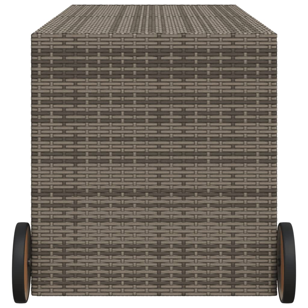 Garden Storage Box with Wheels Grey 283L Poly Rattan