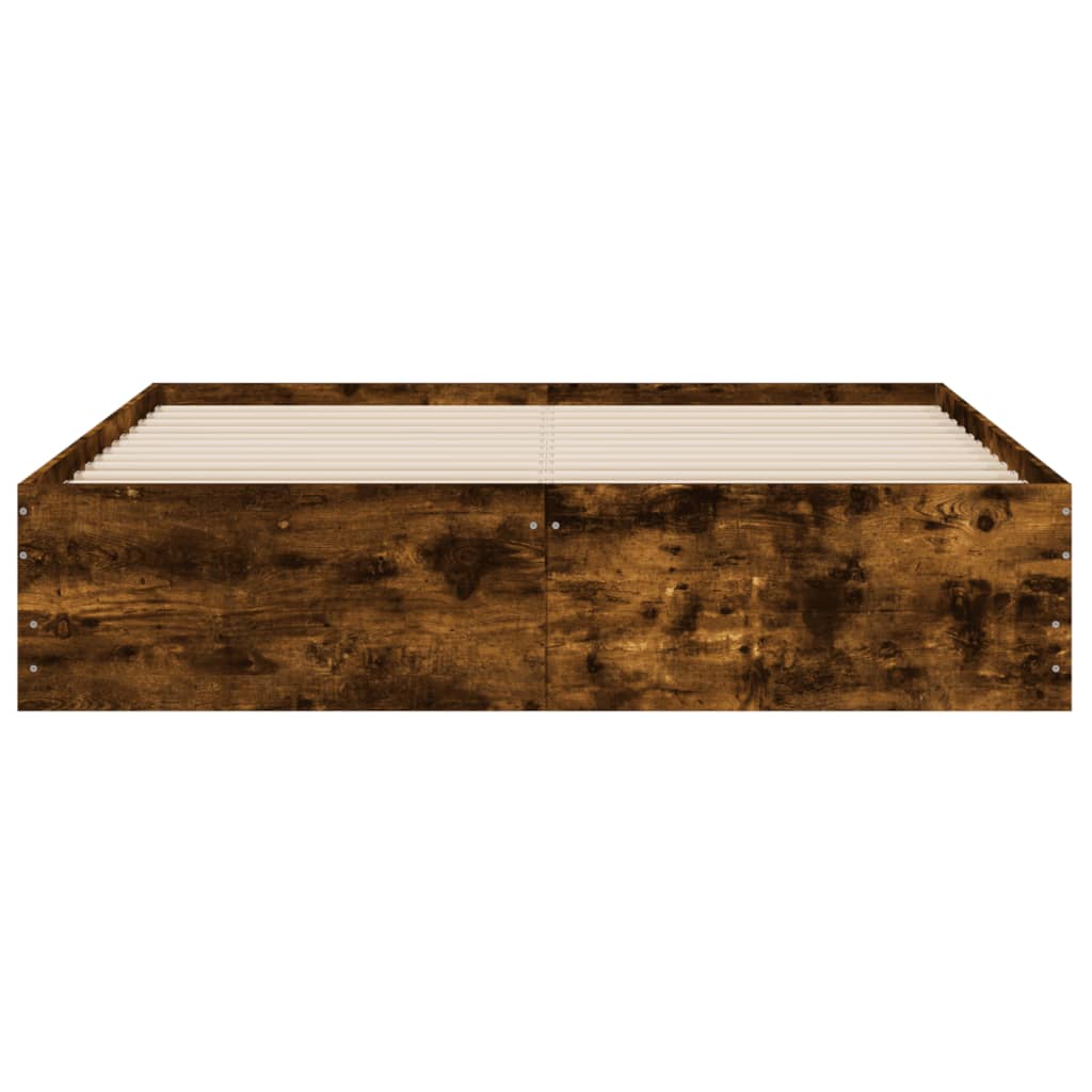 Bed Frame with Drawers without Mattress Smoked Oak 150x200 cm King Size