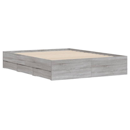 Bed Frame with Drawers without Mattress Grey Sonoma 140x200 cm