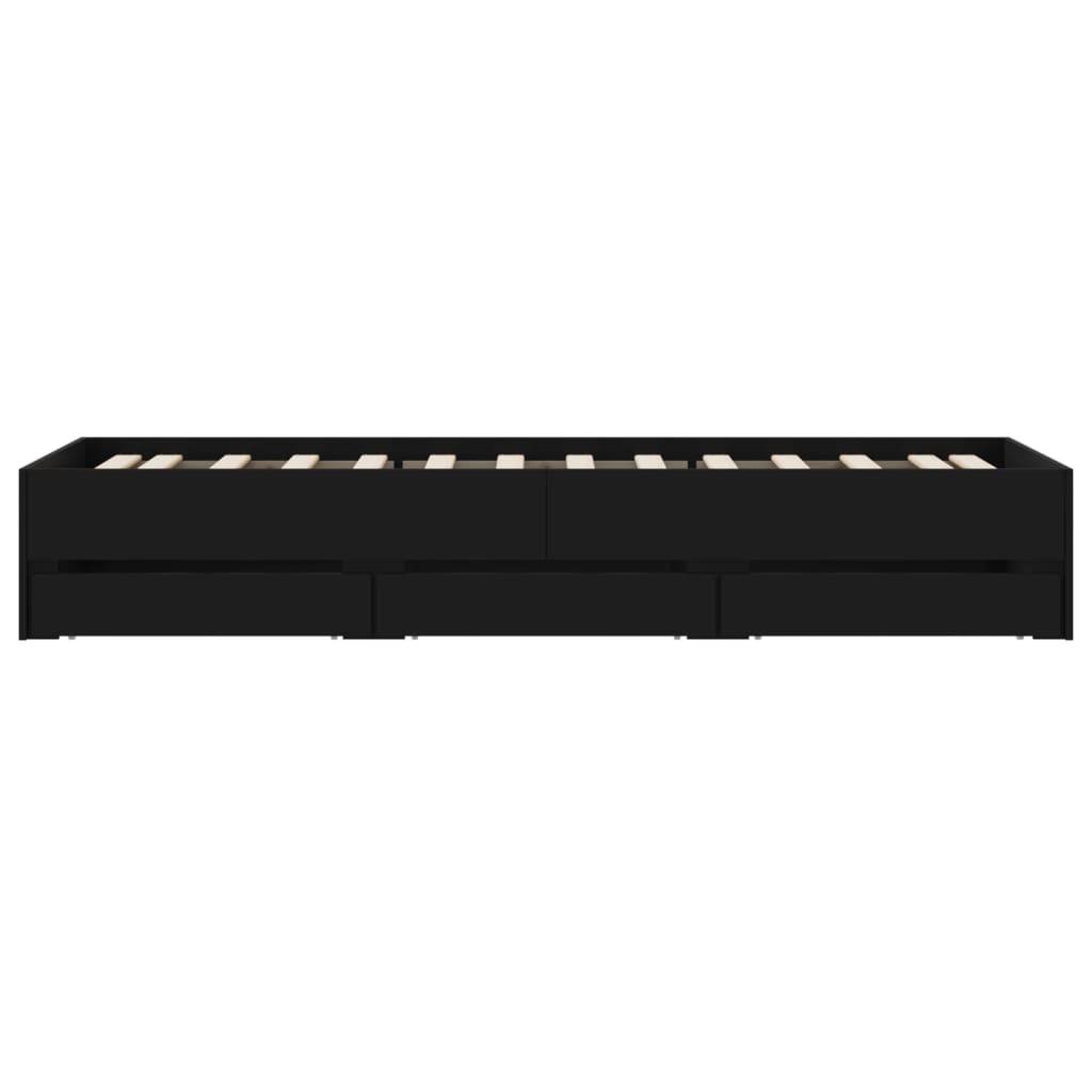 Bed Frame with Drawers without Mattress Black 100x200 cm