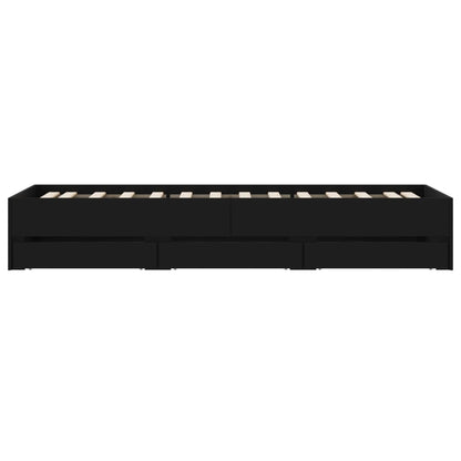 Bed Frame with Drawers without Mattress Black 100x200 cm
