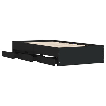 Bed Frame with Drawers without Mattress Black 90x200 cm