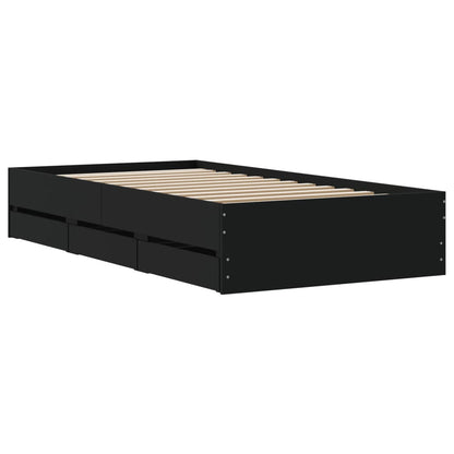 Bed Frame with Drawers without Mattress Black 90x200 cm