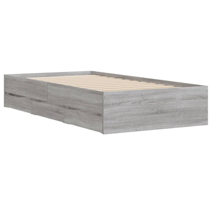 Bed Frame with Drawers without Mattress Grey Sonoma 90x200 cm