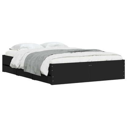 Bed Frame with Drawers without Mattress Black 135x190 cm Double