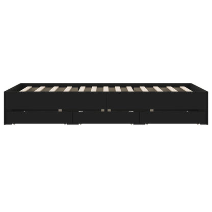 Bed Frame with Drawers without Mattress Black 135x190 cm Double