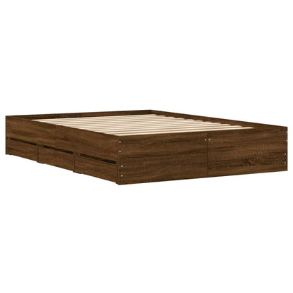 Bed Frame with Drawers without Mattress Brown Oak 135x190 cm Double