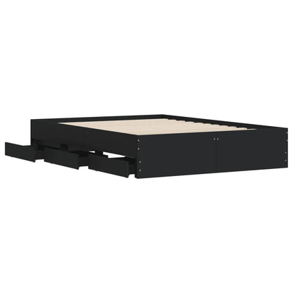 Bed Frame with Drawers without Mattress Black 120x190 cm Small Double