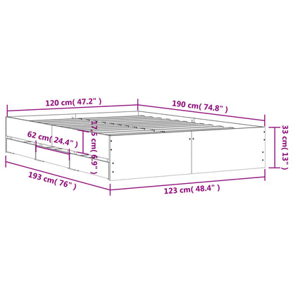 Bed Frame with Drawers without Mattress Black 120x190 cm Small Double