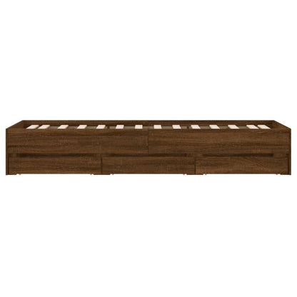 Bed Frame with Drawers without Mattress Brown Oak 90x190 cm Single
