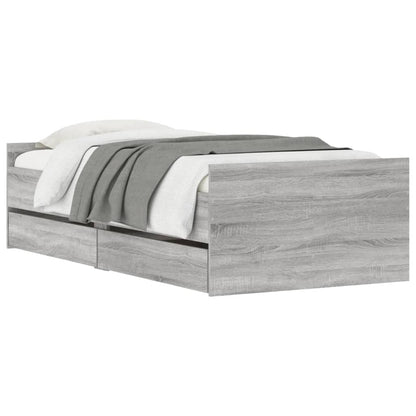 Bed Frame with Drawers without Mattress Grey Sonoma 90x200 cm