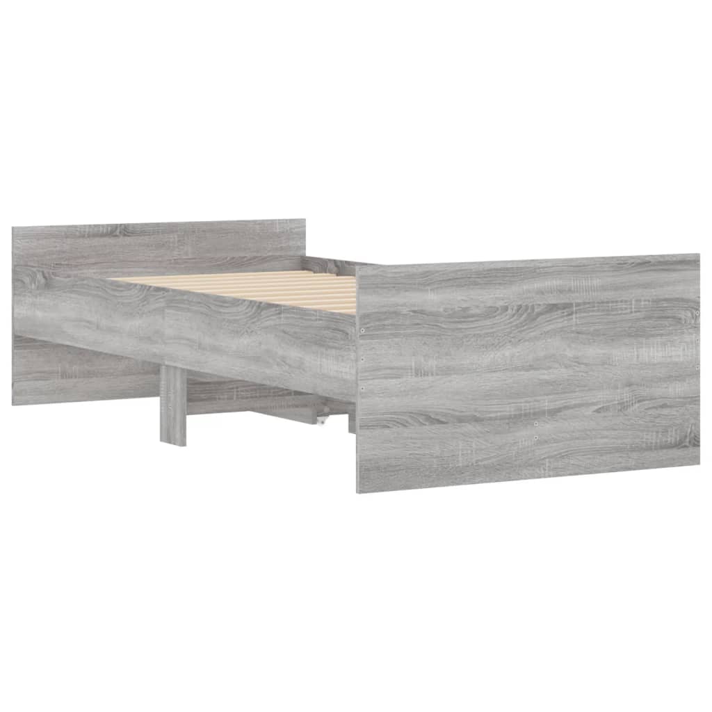 Bed Frame with Drawers without Mattress Grey Sonoma 90x200 cm