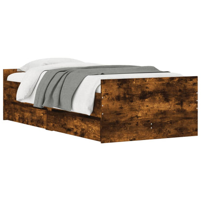 Bed Frame without Mattress Smoked Oak 75x190 cm Small Single Small Single