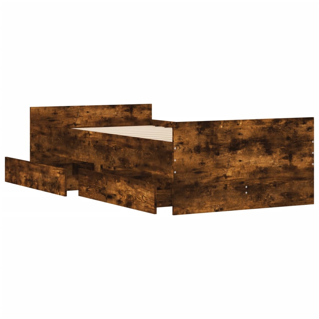 Bed Frame without Mattress Smoked Oak 75x190 cm Small Single Small Single