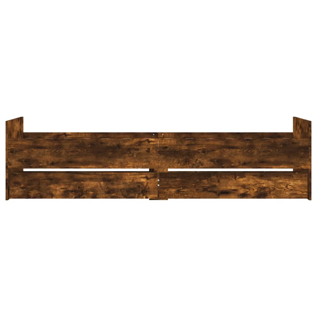 Bed Frame without Mattress Smoked Oak 75x190 cm Small Single Small Single