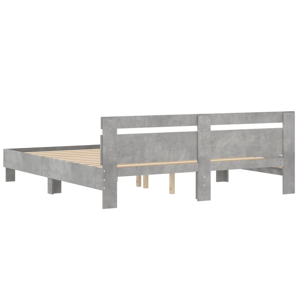 Bed Frame without Mattress Concrete Grey 180x200 cm Super King