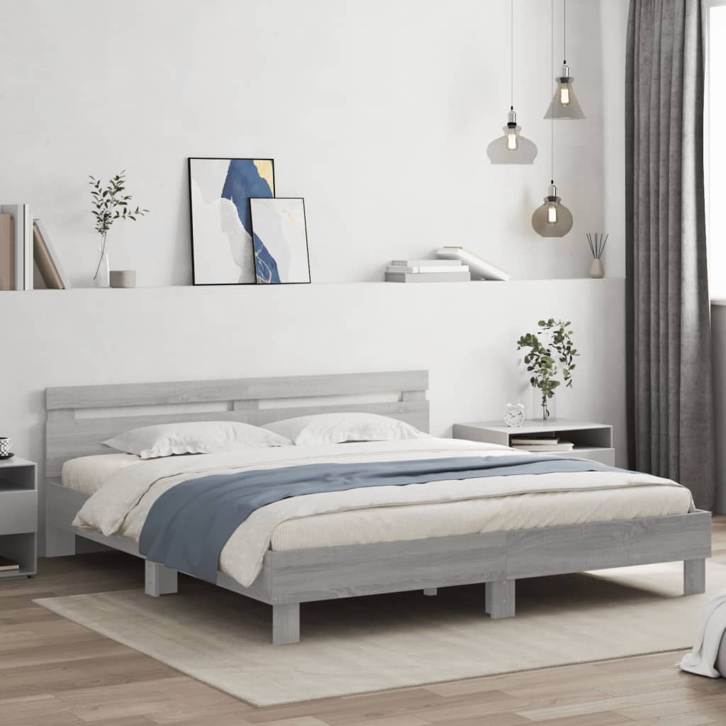Bed Frame without Mattress Grey Sonoma 160x200 cm