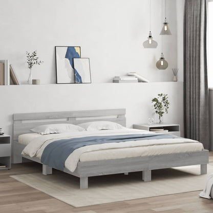 Bed Frame without Mattress Grey Sonoma 160x200 cm