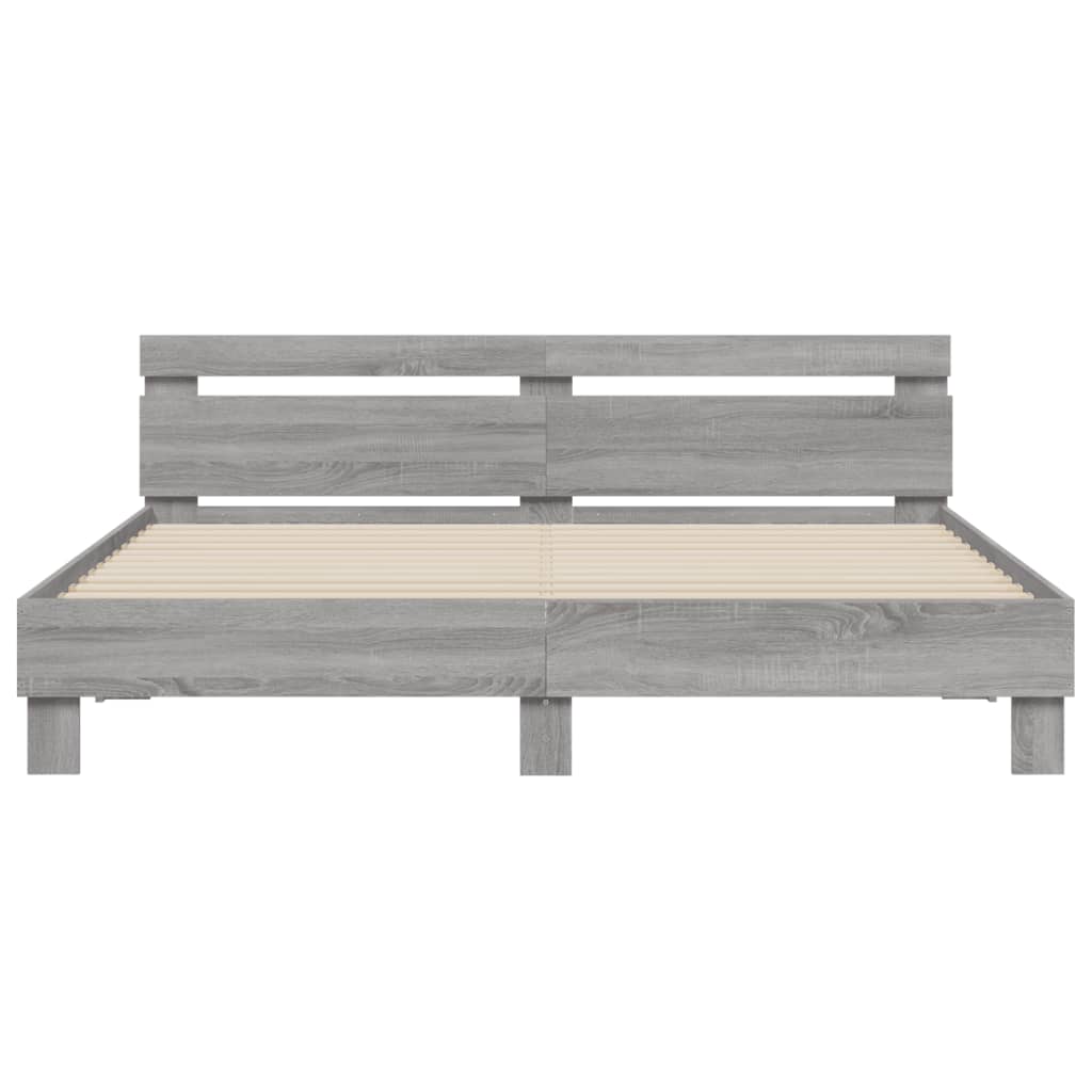 Bed Frame without Mattress Grey Sonoma 160x200 cm