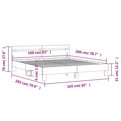 Bed Frame without Mattress Grey Sonoma 160x200 cm