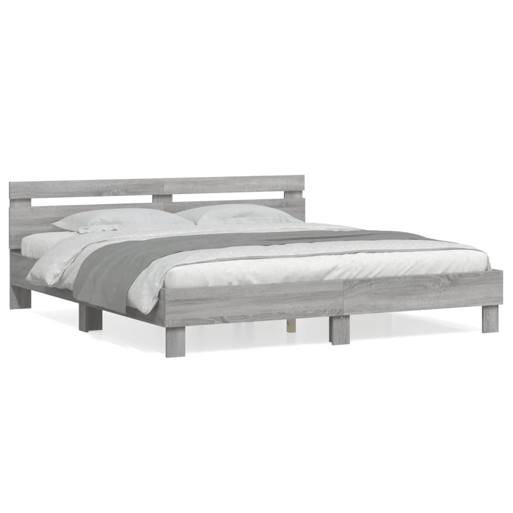 Bed Frame without Mattress Grey Sonoma 160x200 cm