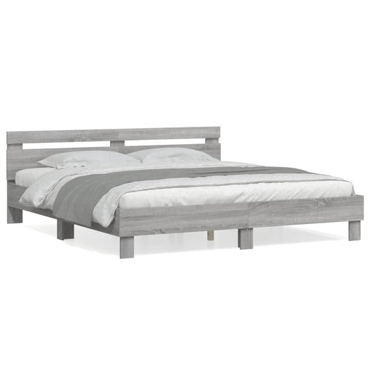 Bed Frame without Mattress Grey Sonoma 160x200 cm