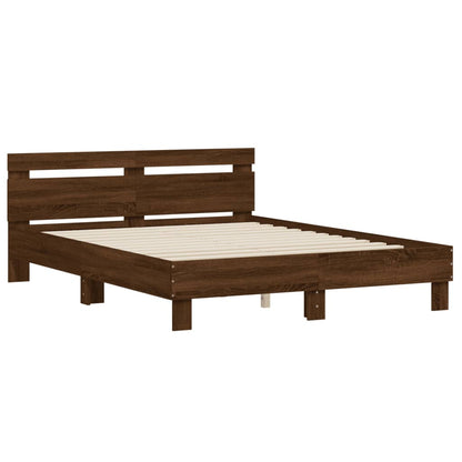 Bed Frame without Mattress Brown Oak 150x200 cm King Size