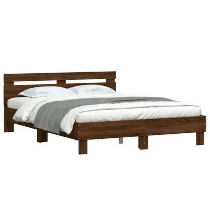 Bed Frame without Mattress Brown Oak 150x200 cm King Size