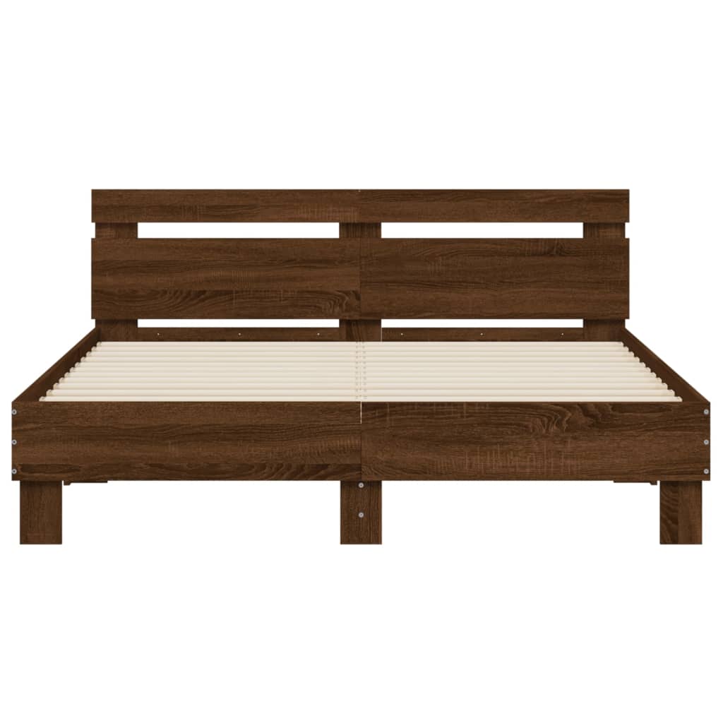 Bed Frame without Mattress Brown Oak 150x200 cm King Size