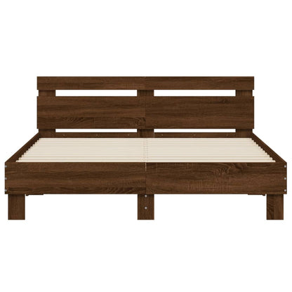 Bed Frame without Mattress Brown Oak 150x200 cm King Size