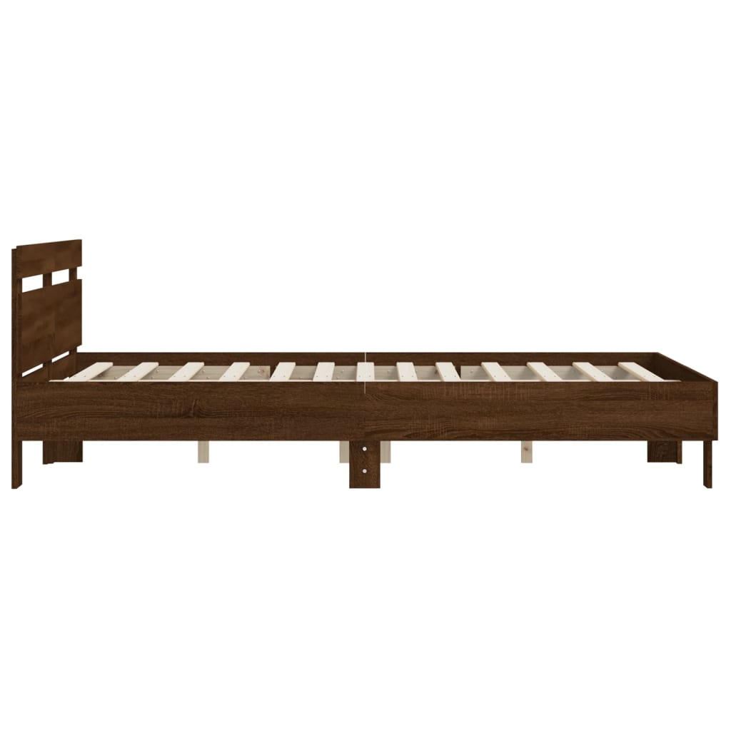 Bed Frame without Mattress Brown Oak 150x200 cm King Size