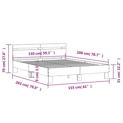 Bed Frame without Mattress Brown Oak 150x200 cm King Size