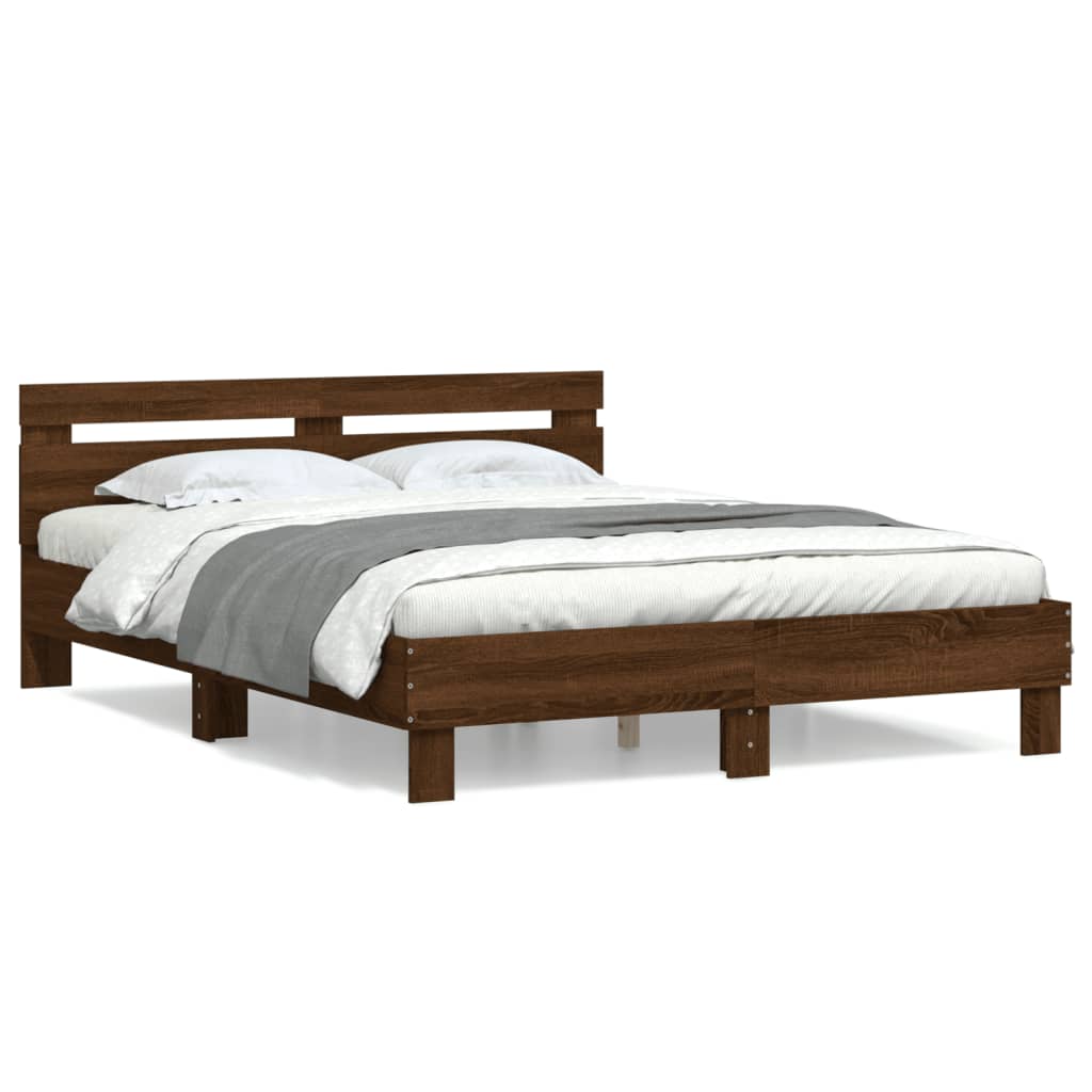 Bed Frame without Mattress Brown Oak 150x200 cm King Size