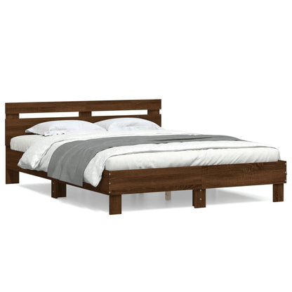 Bed Frame without Mattress Brown Oak 150x200 cm King Size